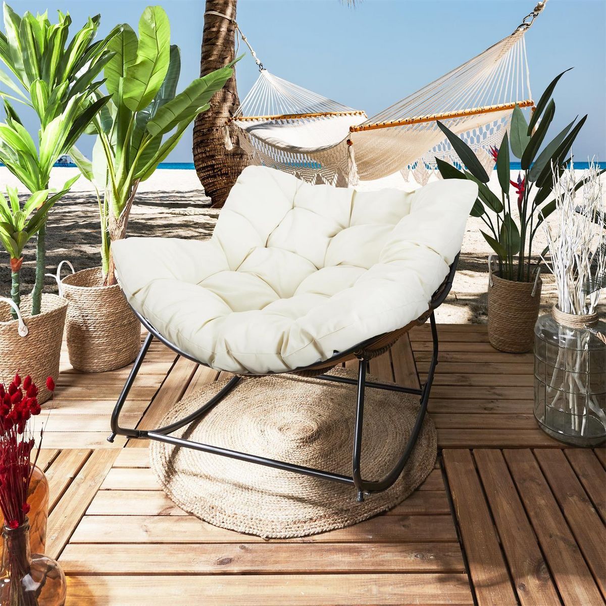 The Home Deco Factory Fauteuil à bascule rembourré Asgar