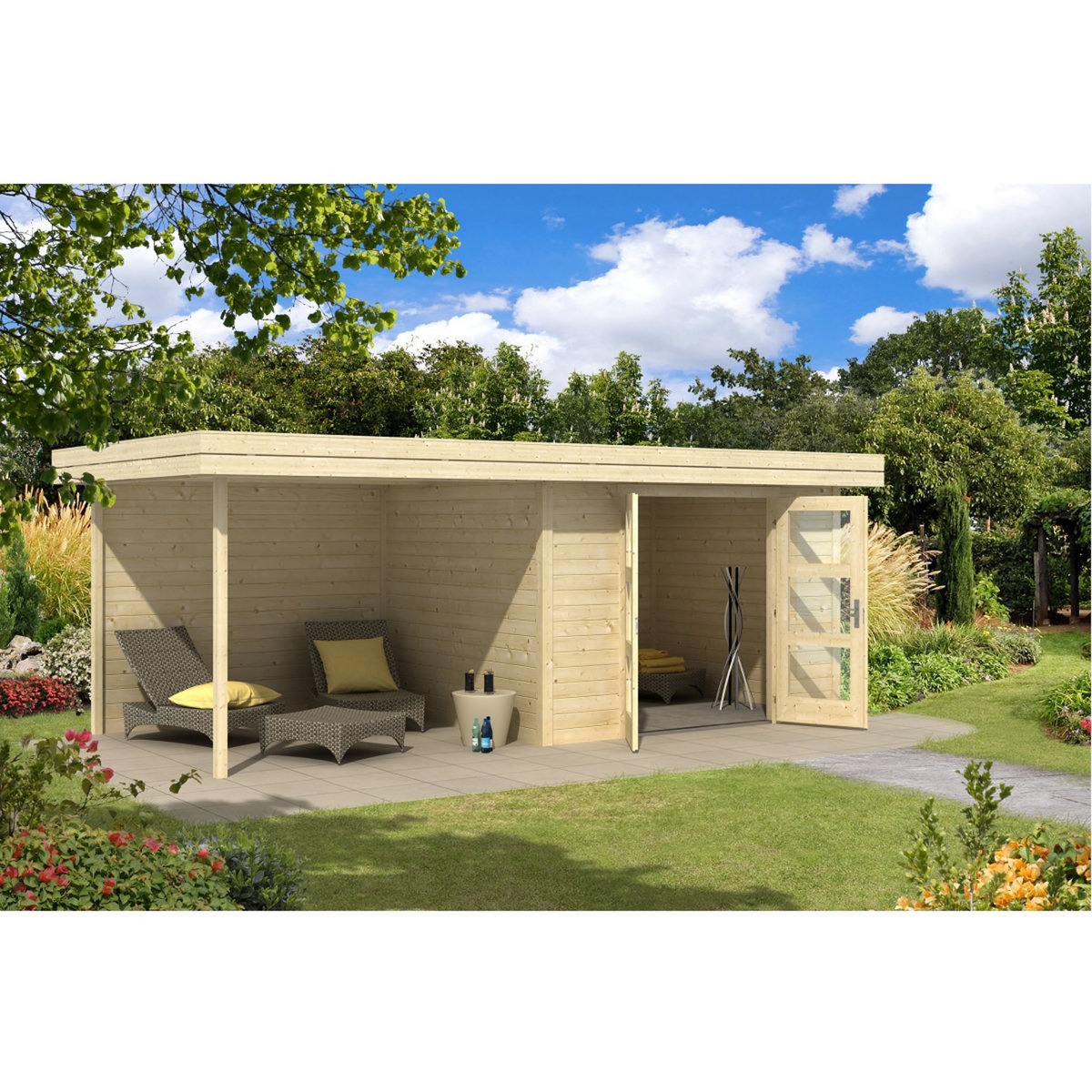 Habrita Abri de jardin bois - Toit plat - CHATEL 5