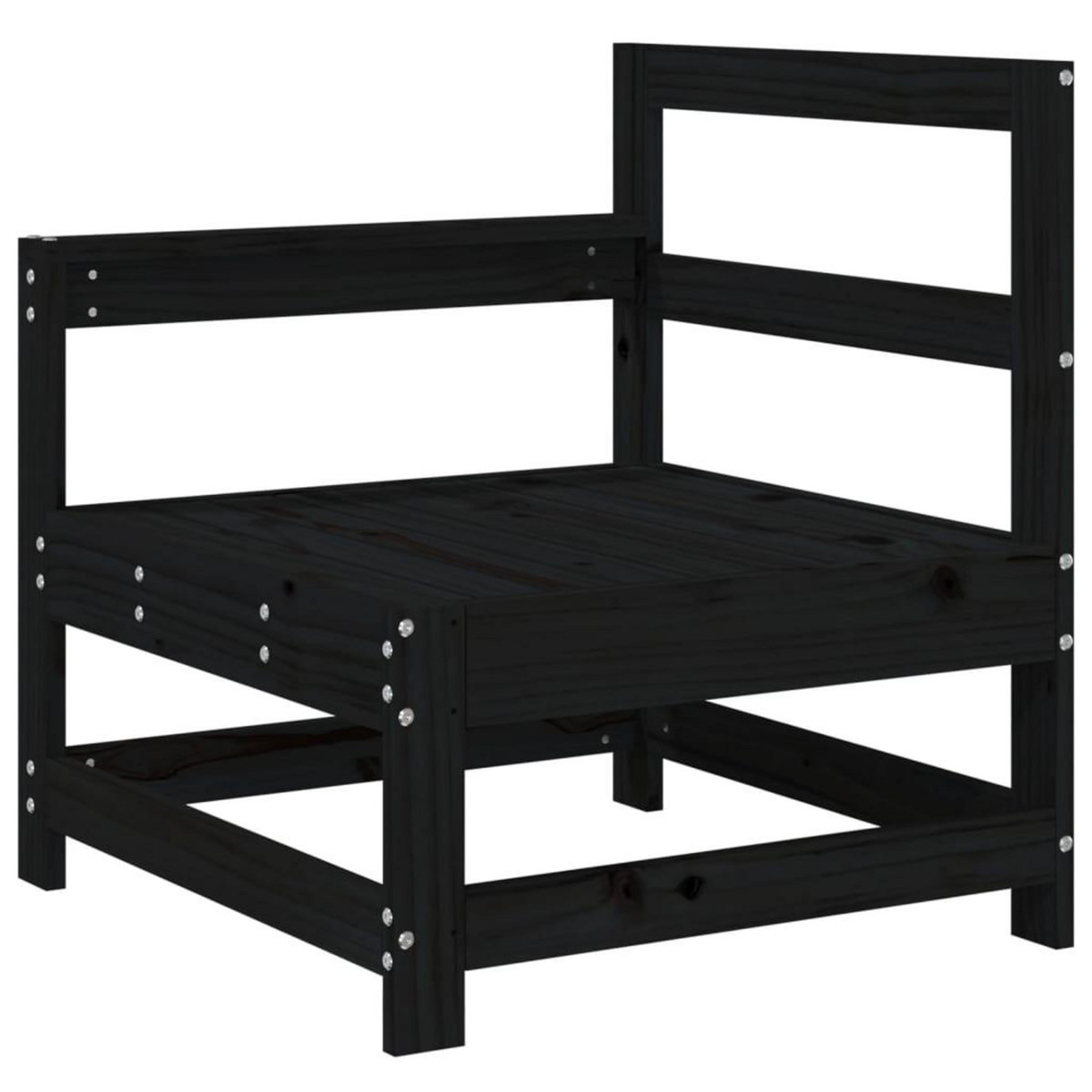 VIDAXL Salon de jardin 3 pcs noir bois massif de pin