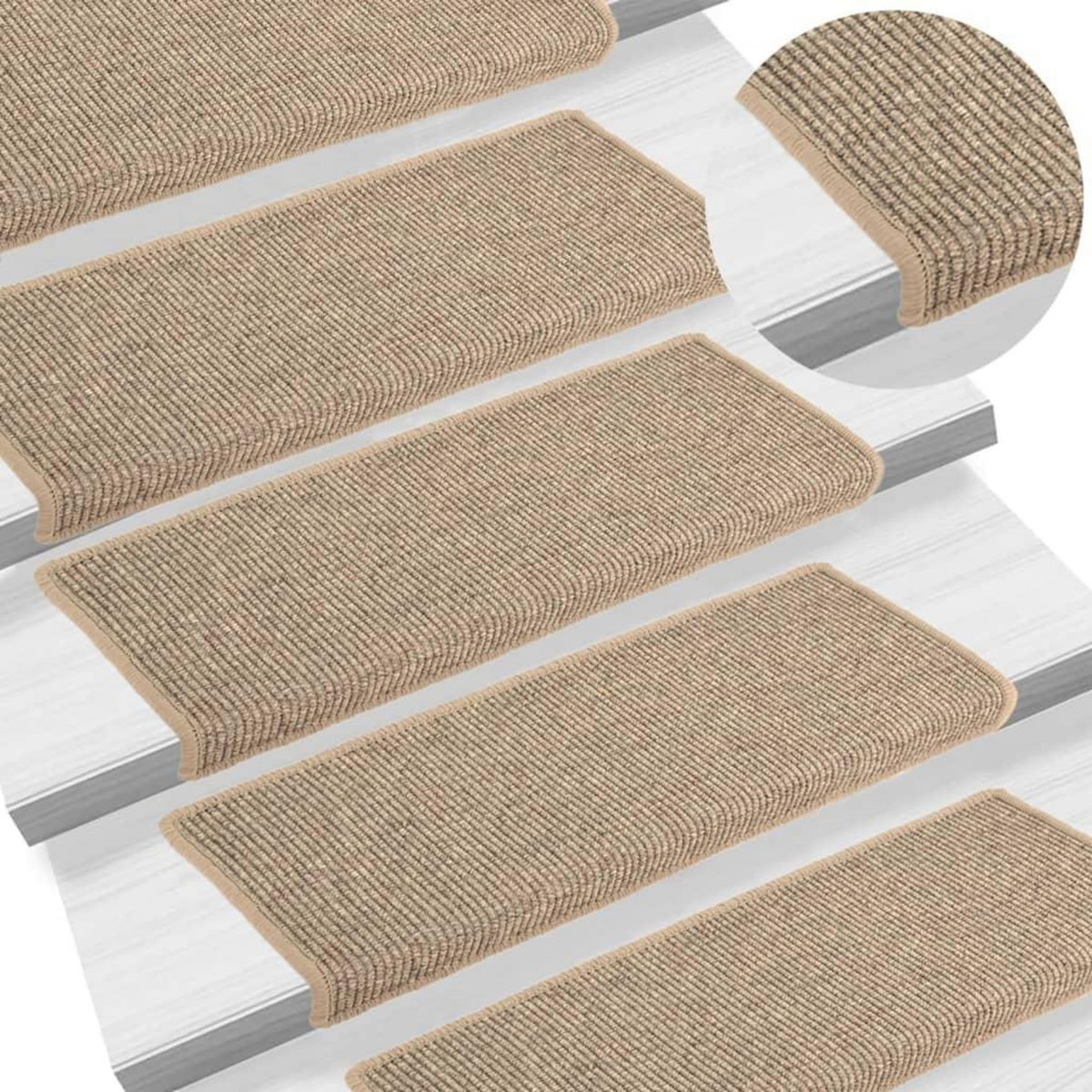 VIDAXL Tapis d'escalier auto-adhesifs 15 pcs Beige fonce 65x21x4 cm