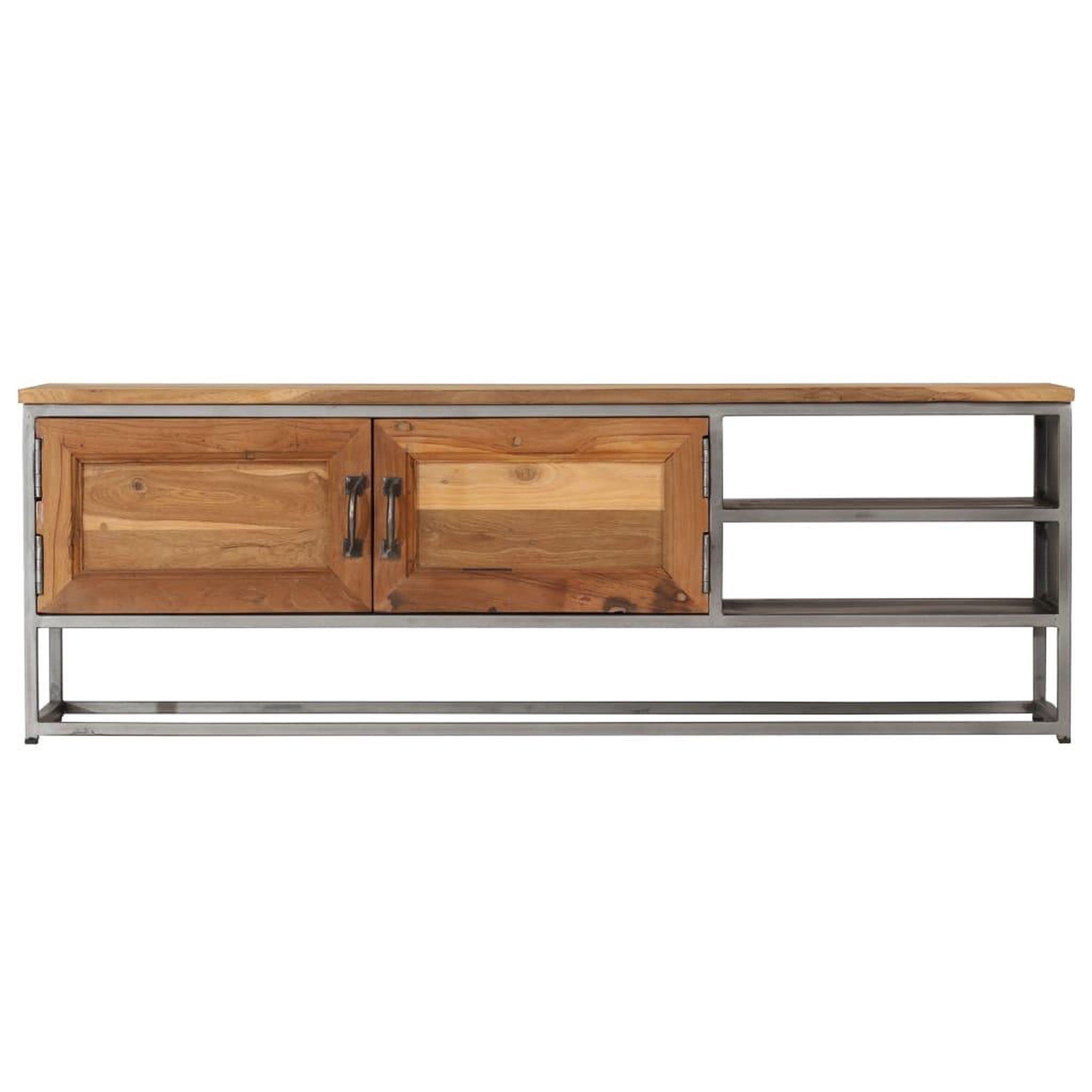 Voir la diapositive 2 : VIDAXL Meuble tv teck recycle et acier 120x30x40 cm