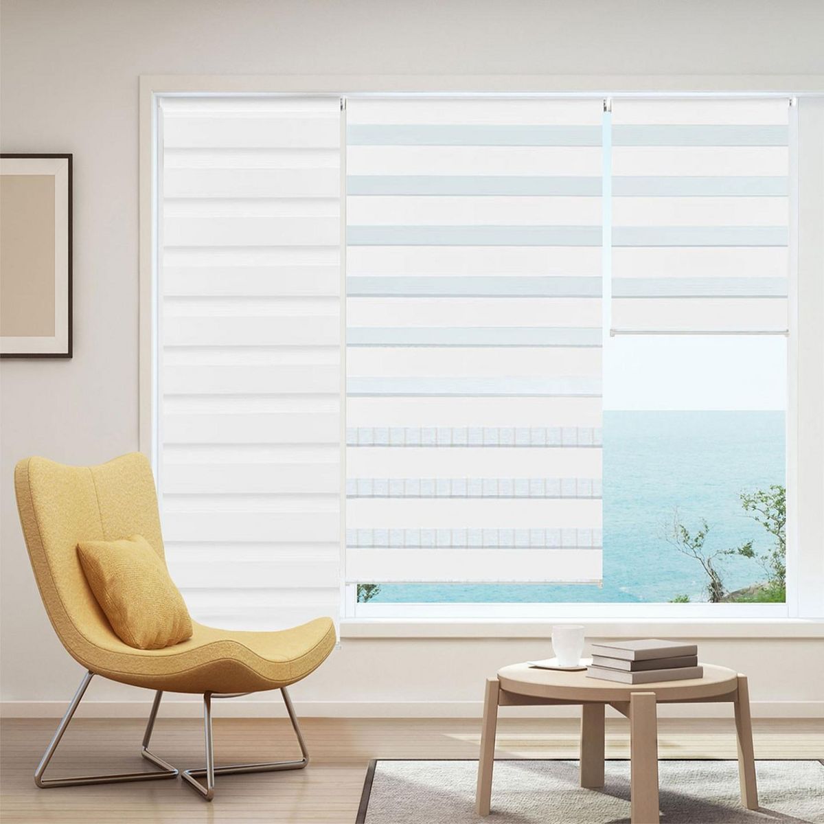 ID MARKET Store enrouleur zébré jour nuit 60 x 230 cm blanc