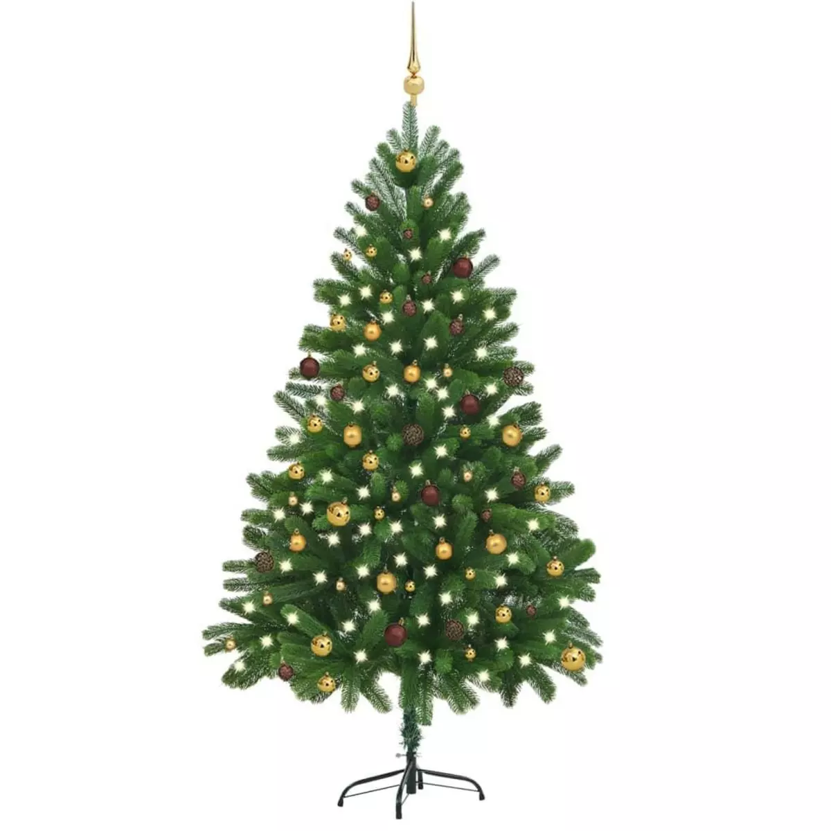 VIDAXL Arbre de Noël artificiel pre-eclaire et boules 210 cm vert