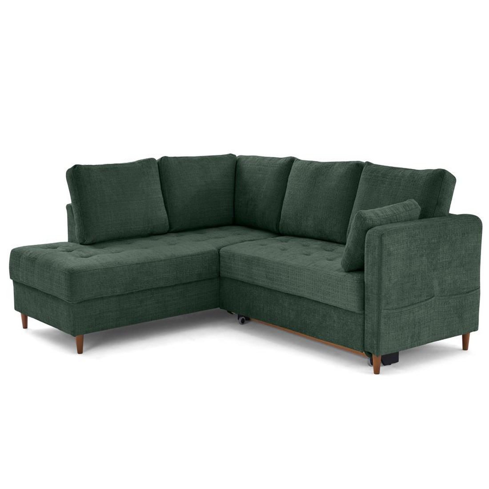 Voir la diapositive 3 : BEST MOBILIER Anna - canapé d'angle gauche 5 places convertible en velours texturé