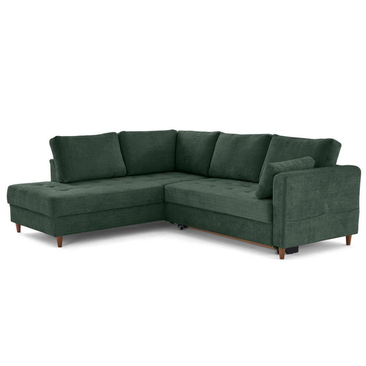 LISA DESIGN Anna - canapé d'angle gauche 5 places convertible en velours texturé