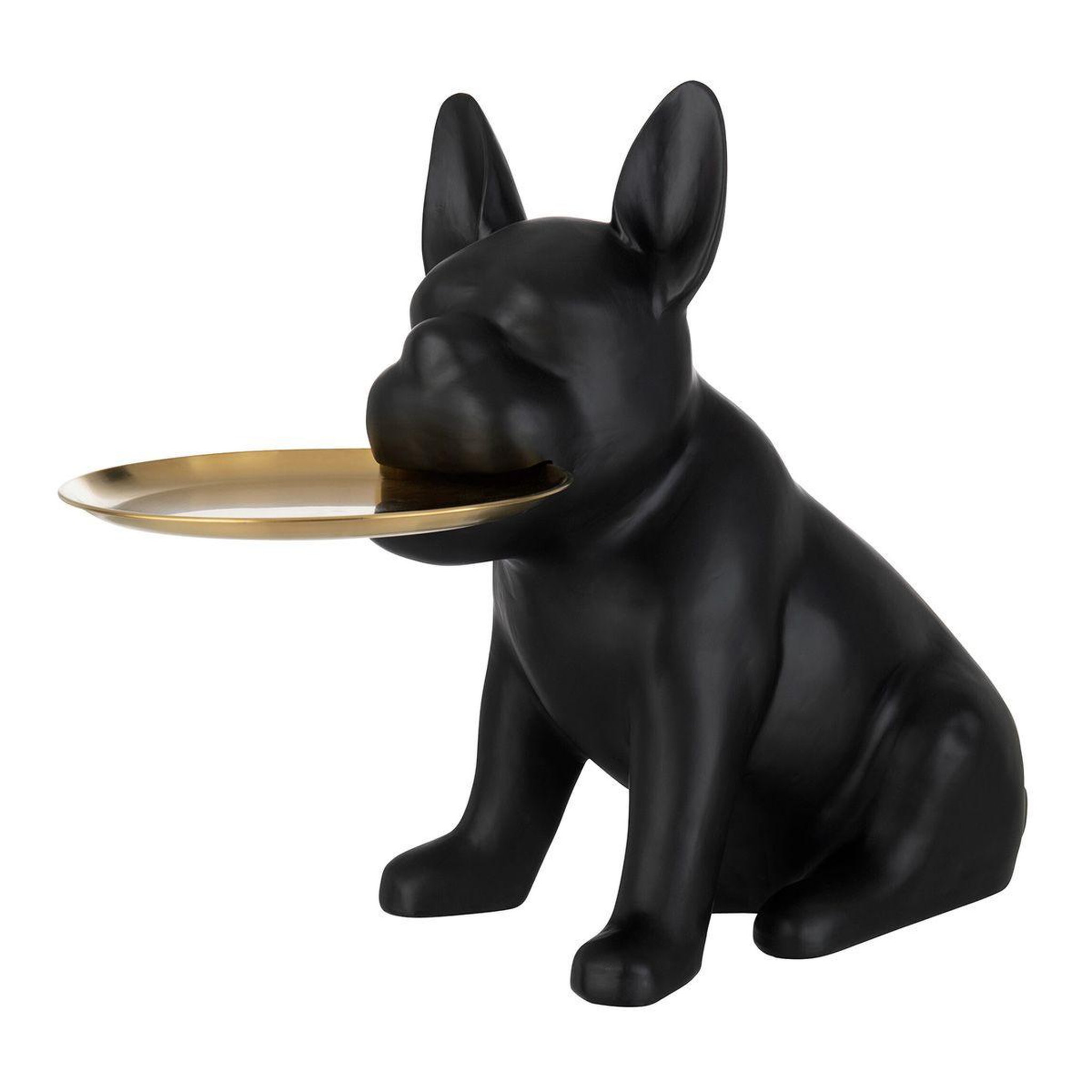 Voir la diapositive 1 : J-LINE Statuette déco  bulldog plateau  56cm noir