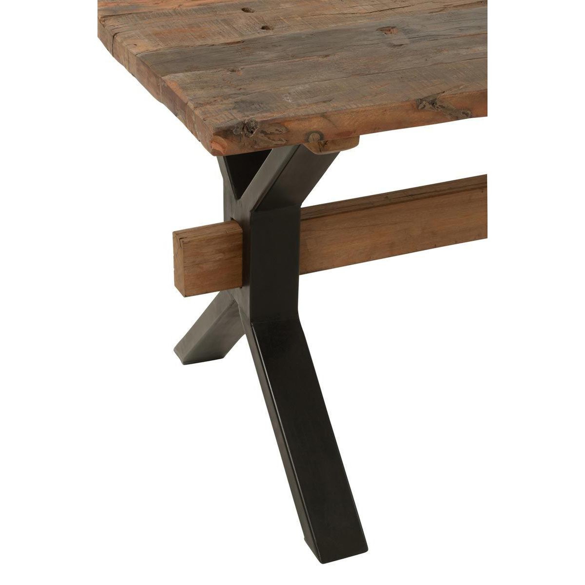 Voir la diapositive 4 : J-LINE Table à manger en bois vieilli  fannie  180cm marron