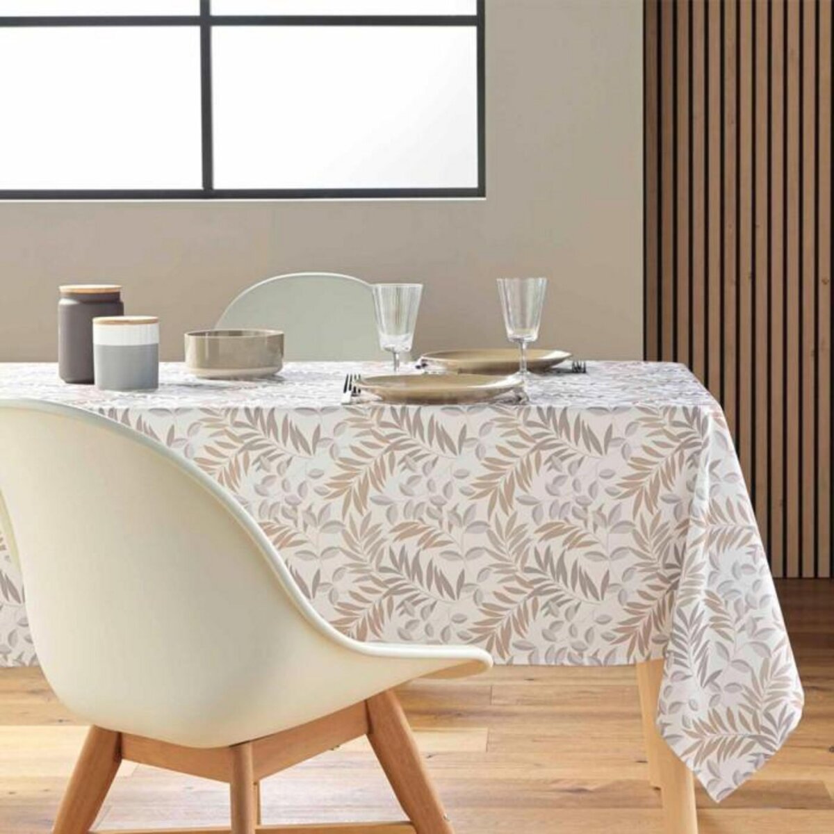 Paris Prix Nappe Antitache Imprimé  Nedelia  145x240cm Naturel