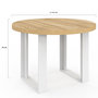Voir la diapositive 4 : ID MARKET Table à manger fixe ronde PHOENIX 4 personnes bois et blanc 110 cm