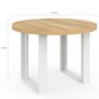 Voir la diapositive 4 : ID MARKET Table à manger fixe ronde PHOENIX 4 personnes bois et blanc 110 cm
