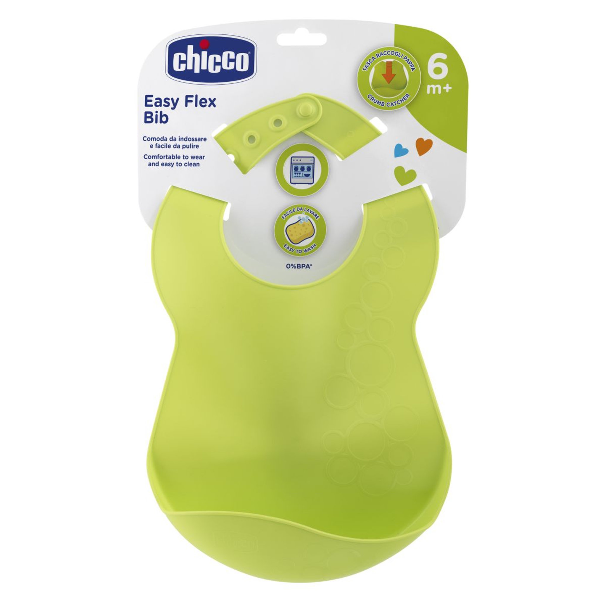 Voir la diapositive 1 : CHICCO Bavoir souple apprentissage x1 Vert 6M+