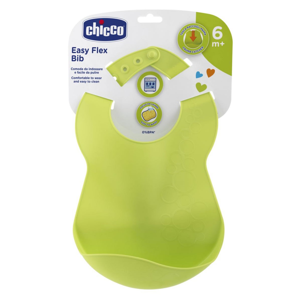 CHICCO Bavoir souple apprentissage x1 Vert 6M+
