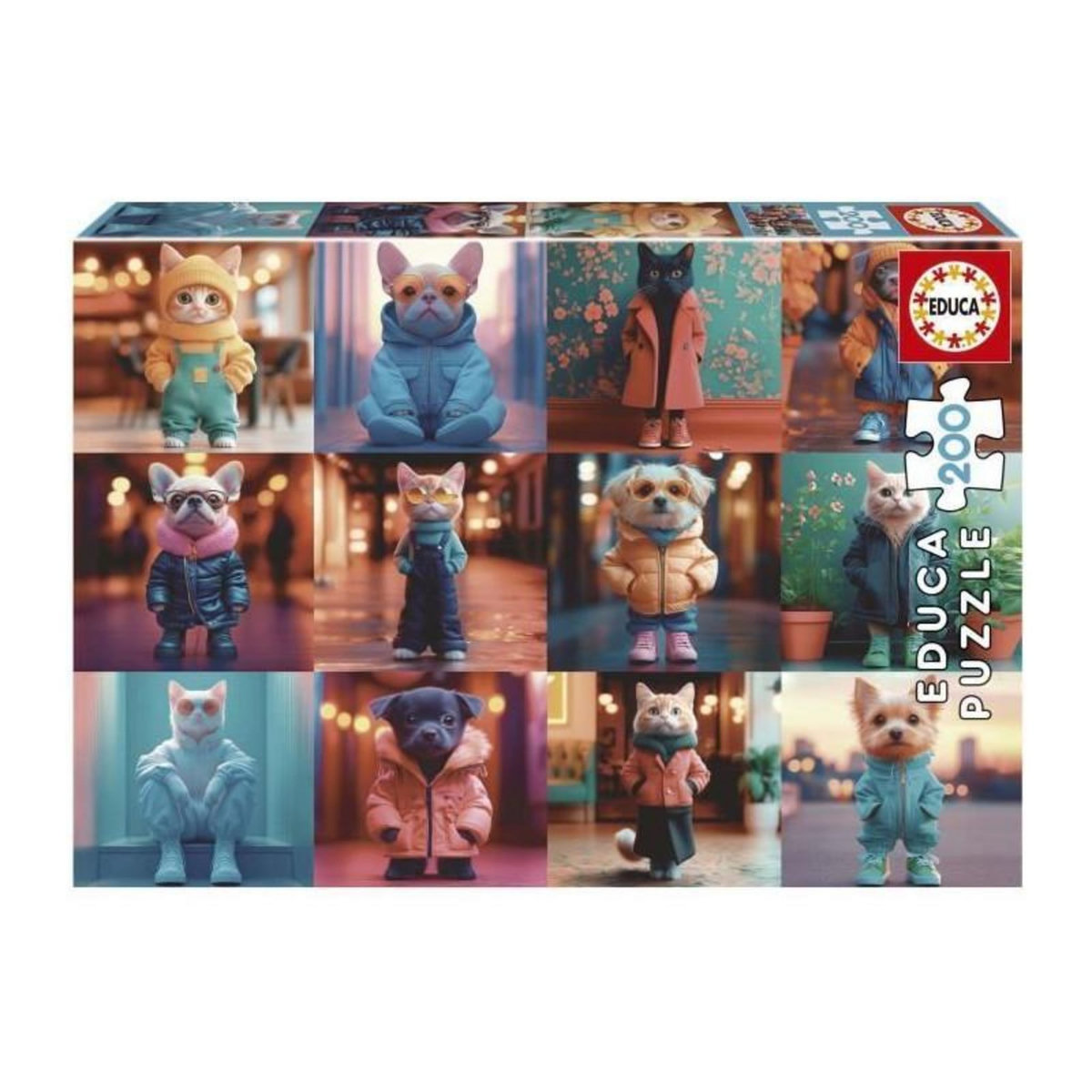 EDUCA Puzzle - EDUCA - Animaux a la Mode - 200 pieces - Activité ludique - Développe la concentration