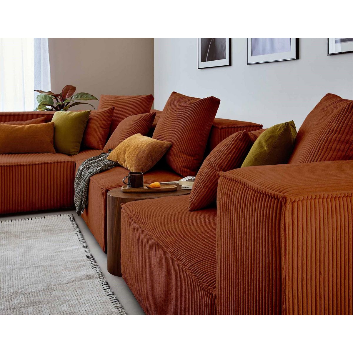 LISA DESIGN Colombine - canapé modulable d'angle gauche - 6 places - en velours côtelé