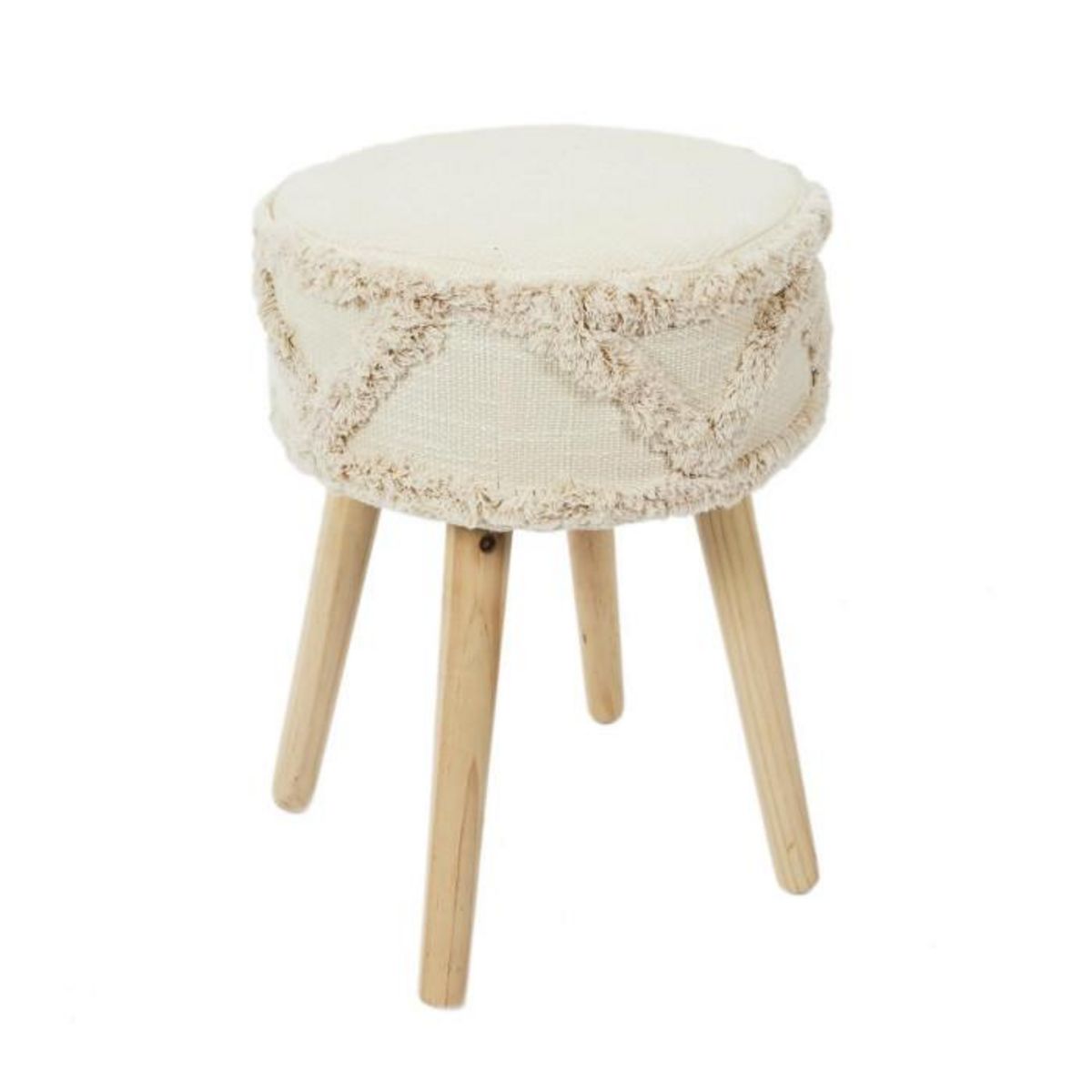 Paris Prix Tabouret Design Ethnique  Mirage  41cm Blanc