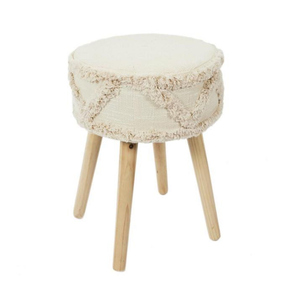 Paris Prix Tabouret Design Ethnique  Mirage  41cm Blanc