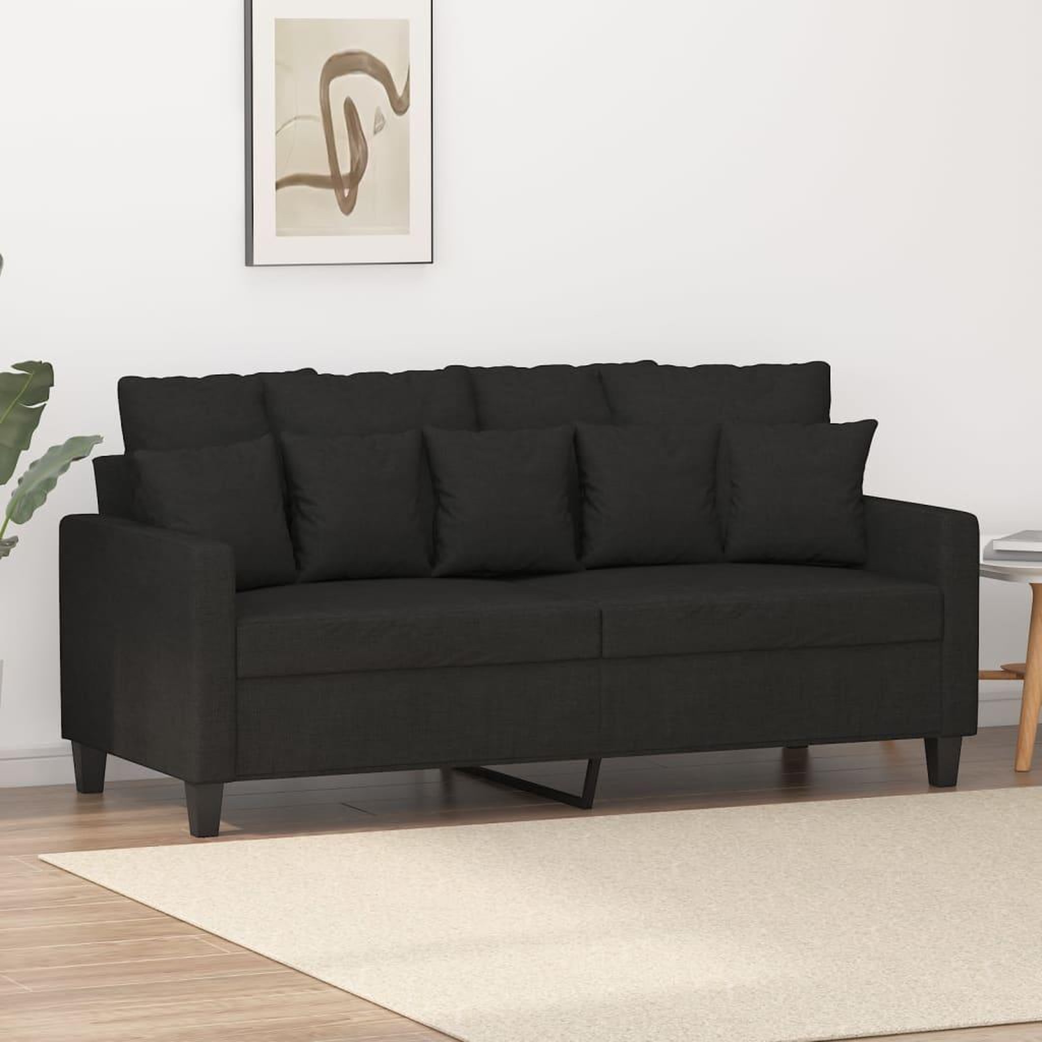 VIDAXL Canape a 2 places Noir 140 cm Tissu