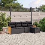 VIDAXL Salon de jardin 5 pcs avec coussins noir resine tressee