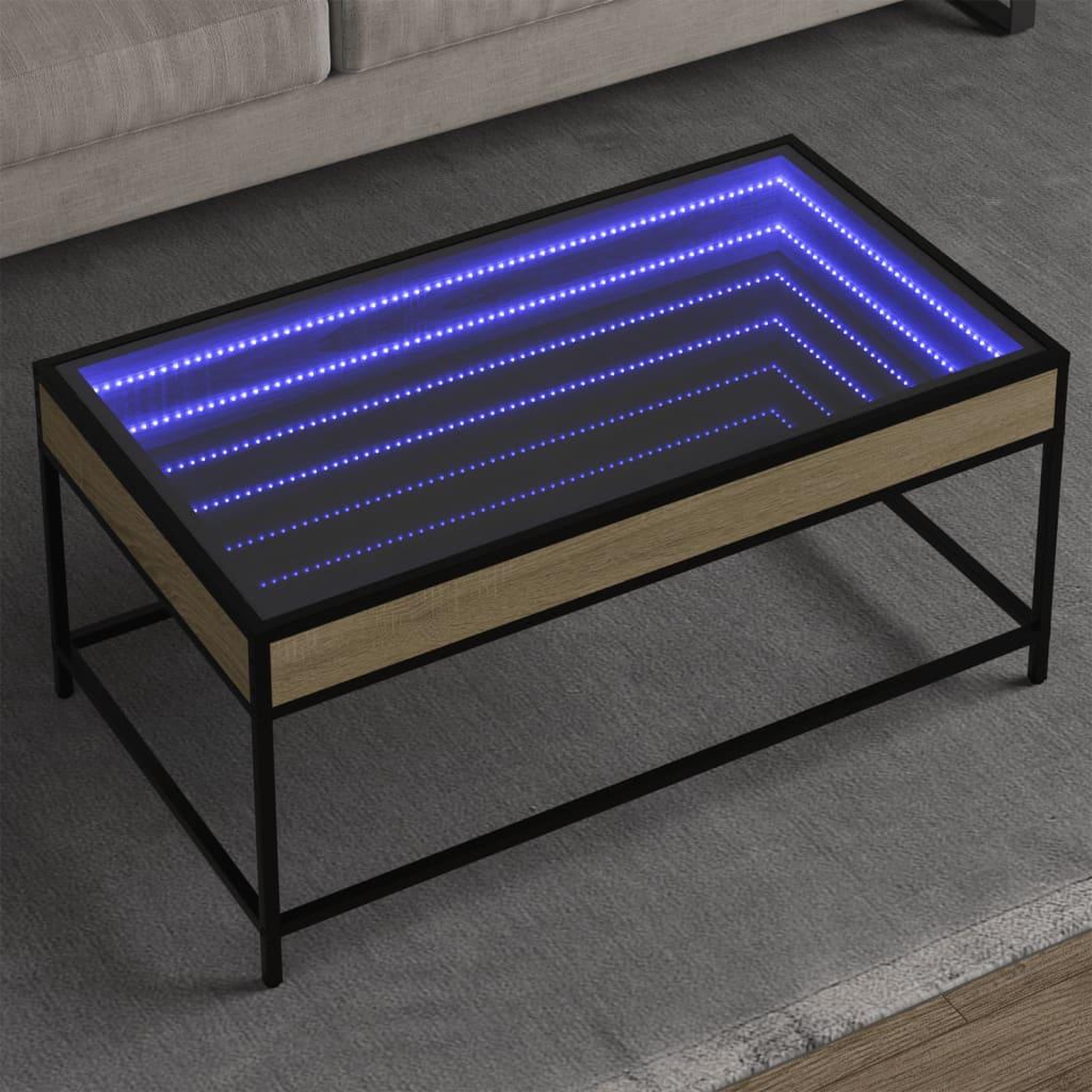 VIDAXL Table basse avec LED infini chene sonoma 90x50x41 cm