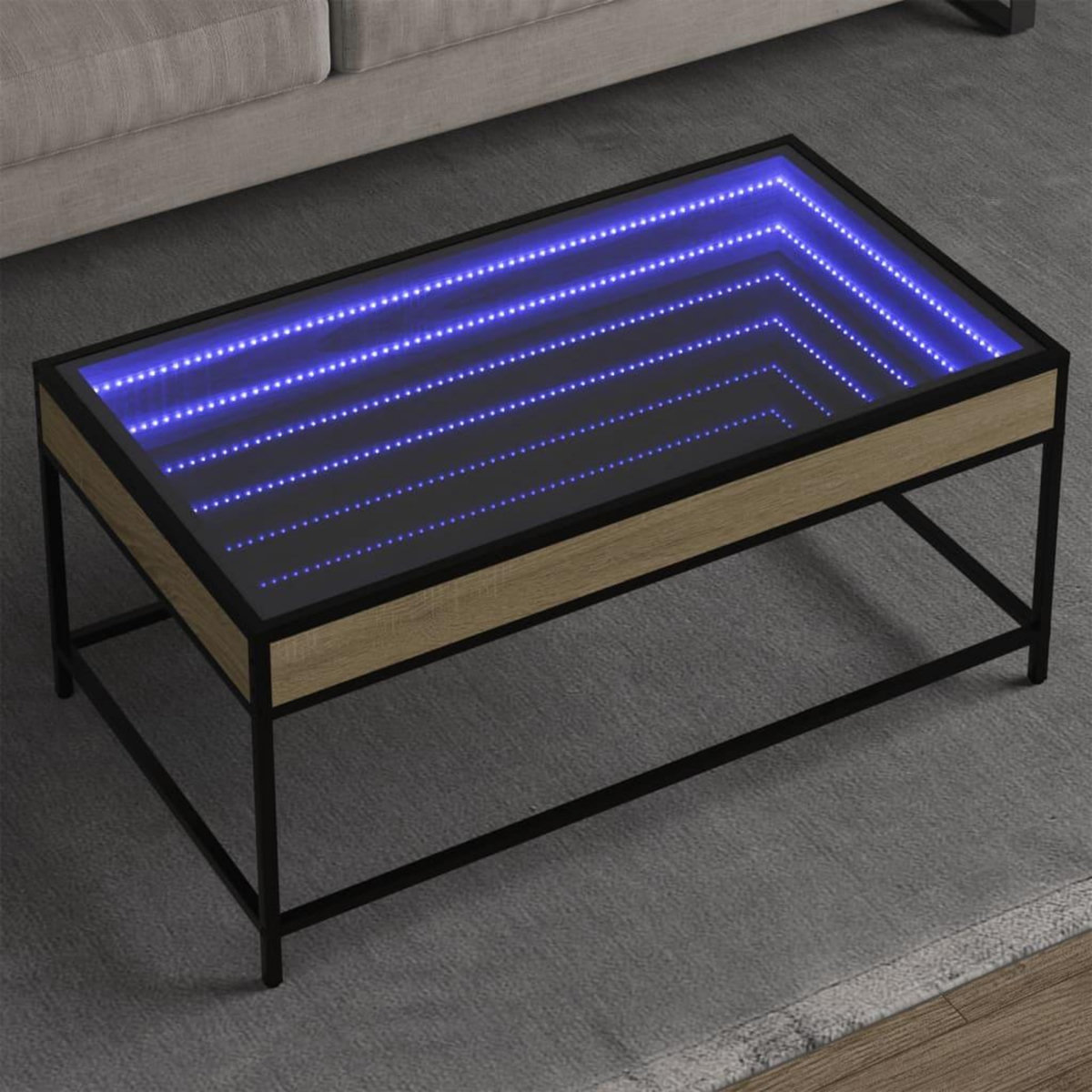 VIDAXL Table basse avec LED infini chene sonoma 90x50x41 cm