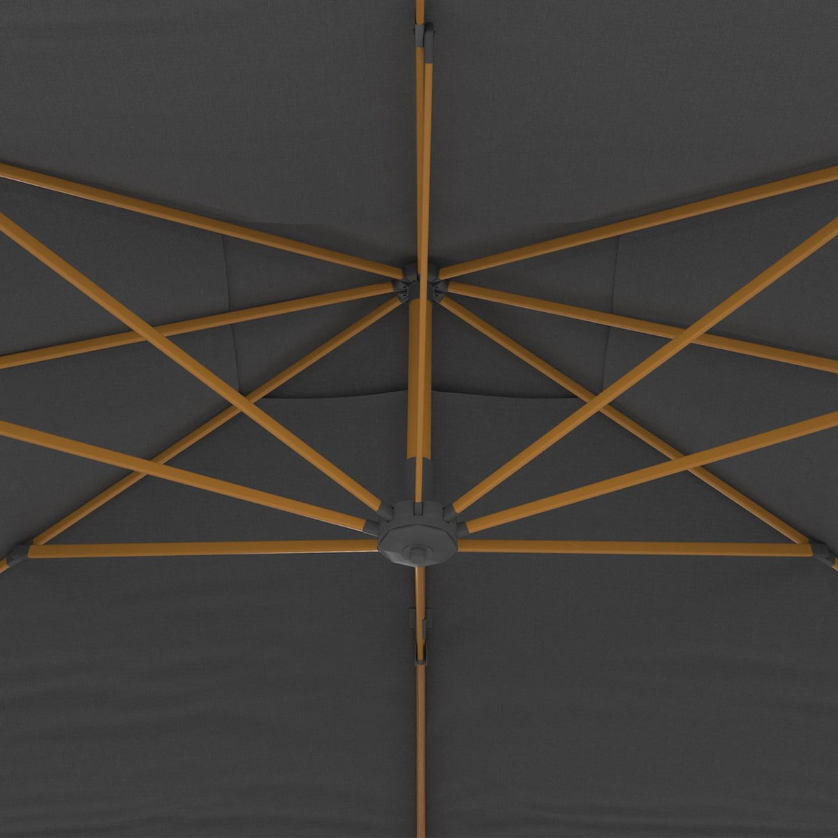ID MARKET Parasol déporté inclinable rotatif 360 CALVI mat effet bois et toile grise 3X4M avec housse