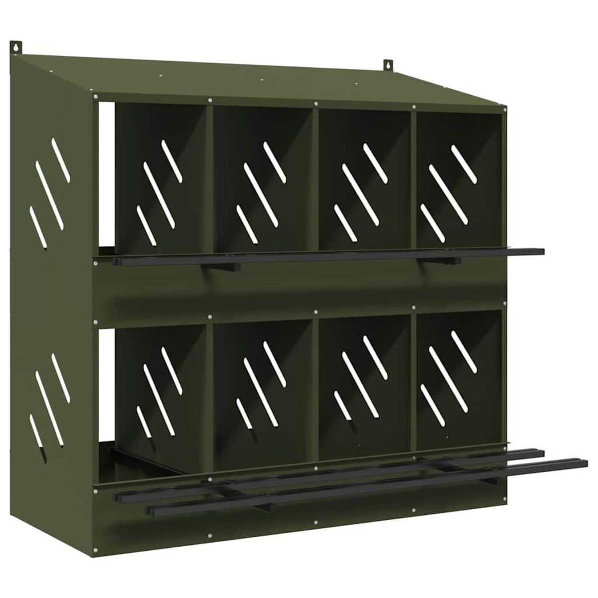 VIDAXL Nichoir a poules avec 8 compartiments vert olive metal