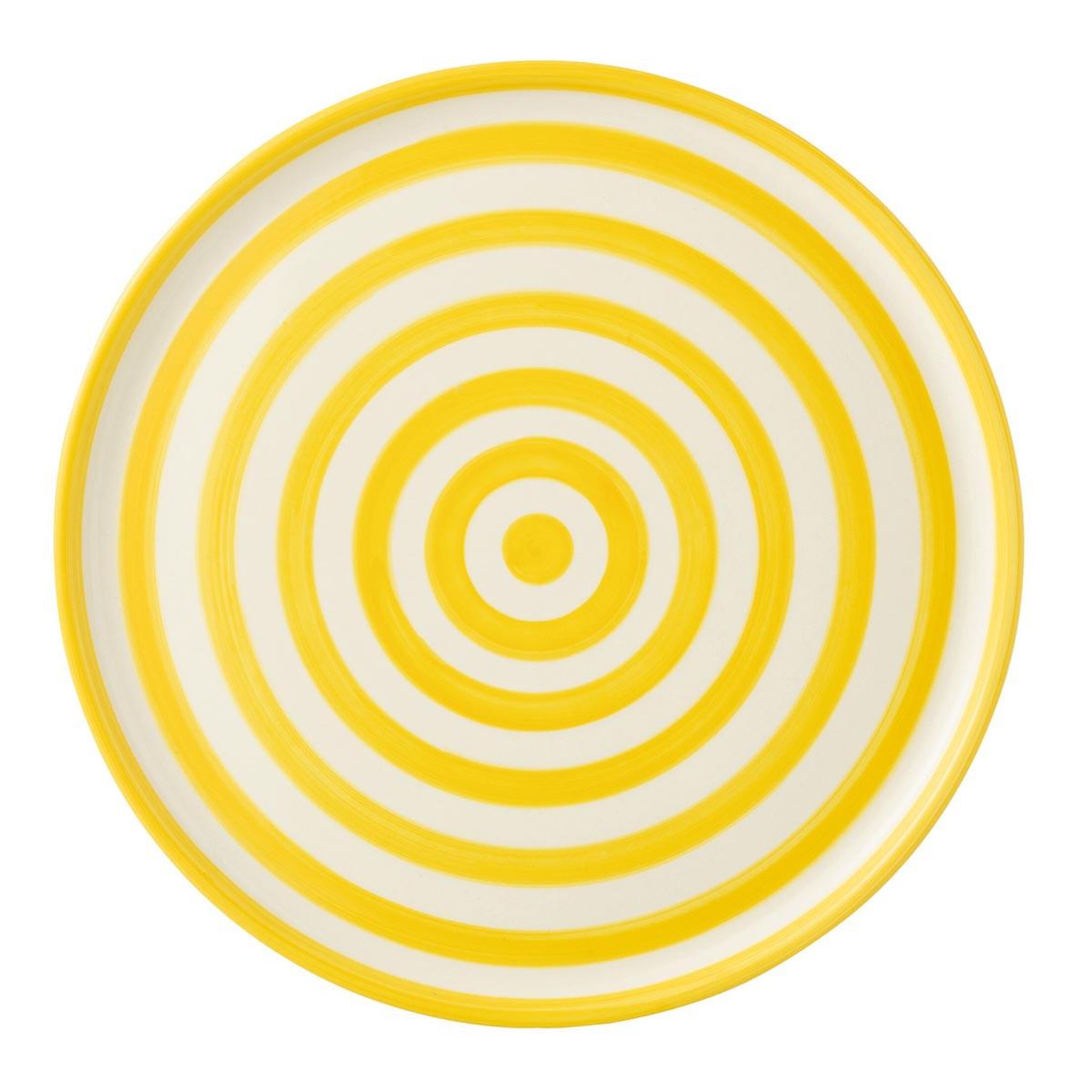 J-LINE Assiette de présentation en céramique  granada rayure  34cm jaune