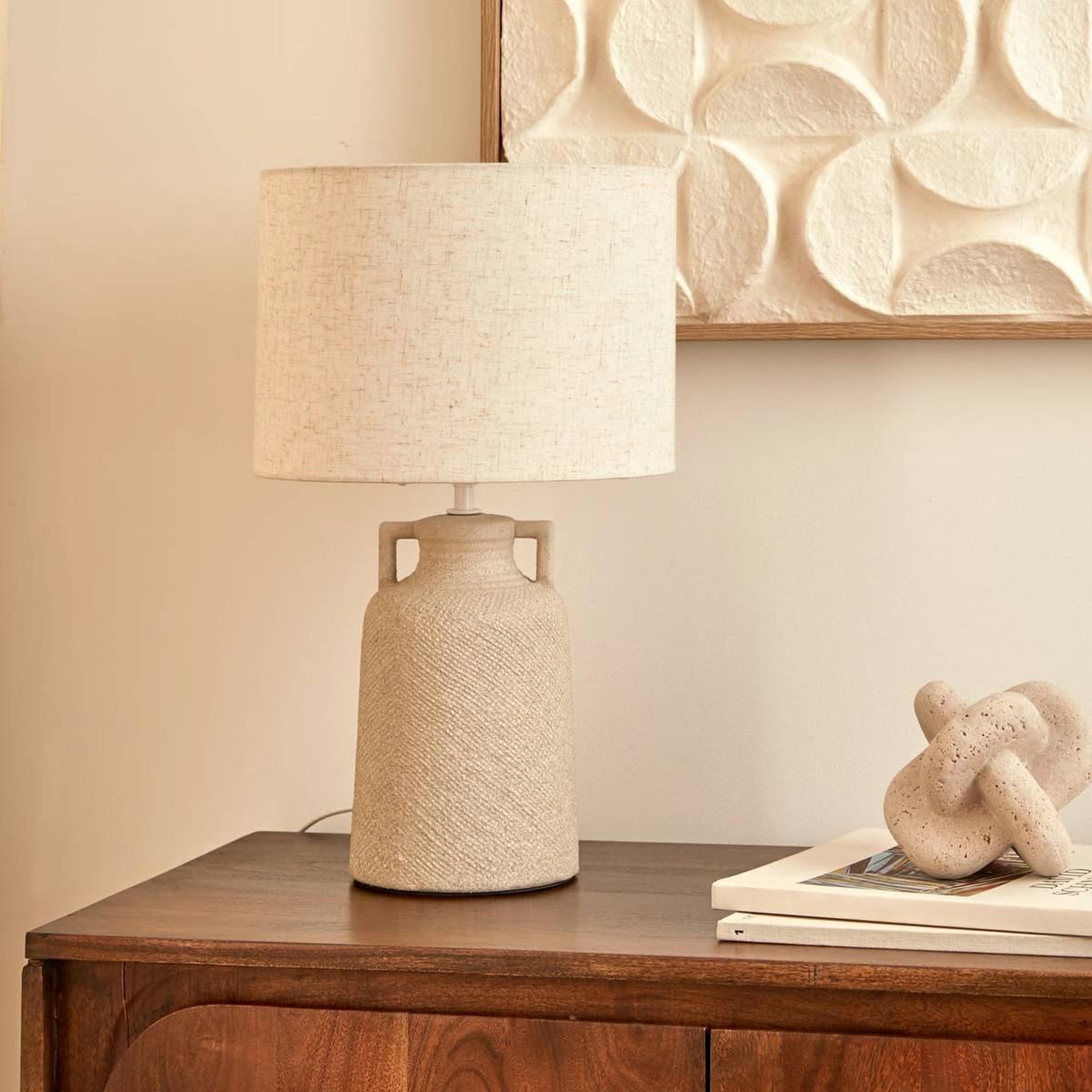 Voir la diapositive 3 : ATMOSPHERA Lampe à poser en céramique  gibus  45cm gris