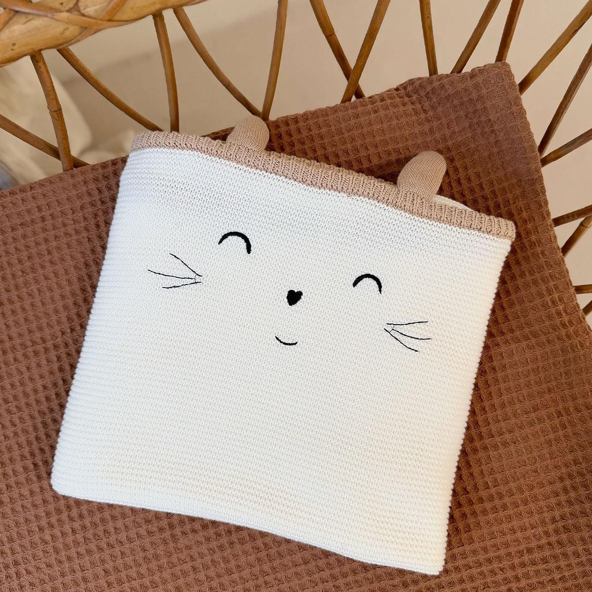 Petit Béguin Couverture bébé en tricot Hello Baby