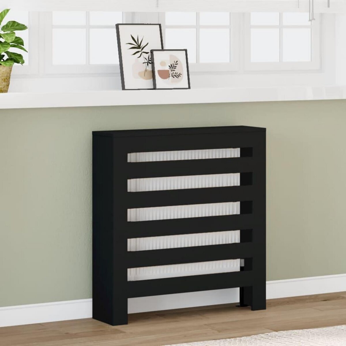 VIDAXL Cache-radiateur noir 78x20x82 cm bois d'ingenierie