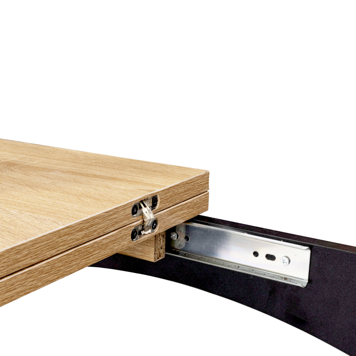 ID MARKET Table haute de bar extensible DONA 2 à 4 personnes noire plateau façon hêtre 60-120 cm