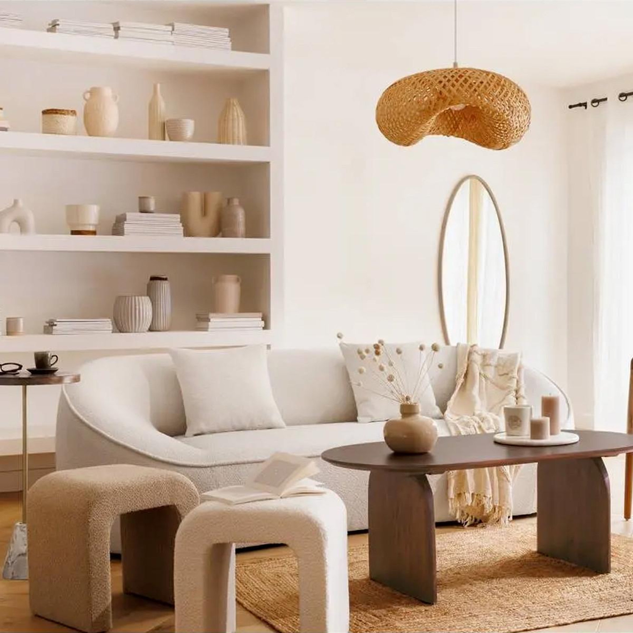 Voir la diapositive 5 : ATMOSPHERA Canapé 3 places bouclette  ostuni  232cm blanc