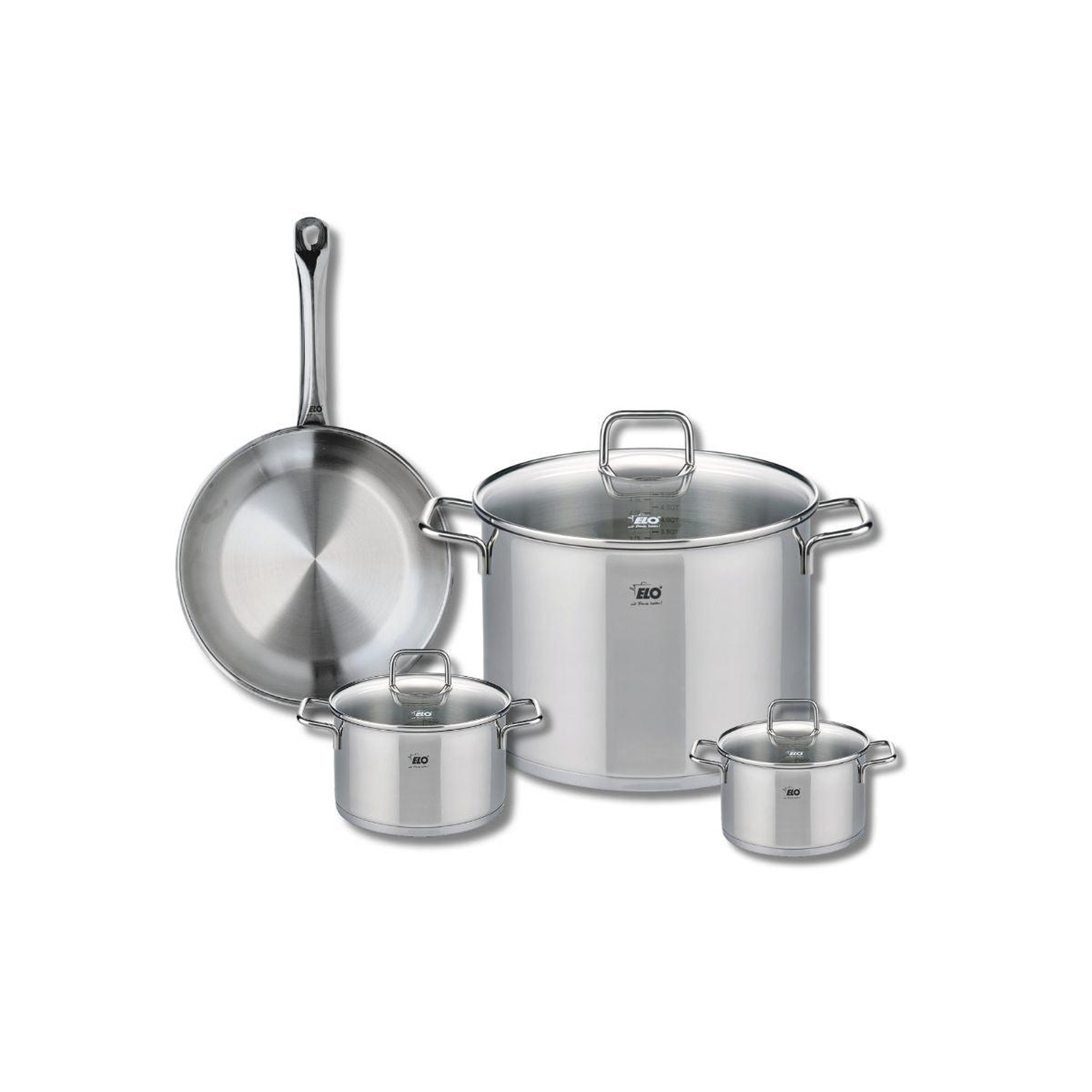 ELO Ensemble de 1 poêle de cuisson 24 cm et 3 faitouts 12, 14 et 26 cm elo profi citrin