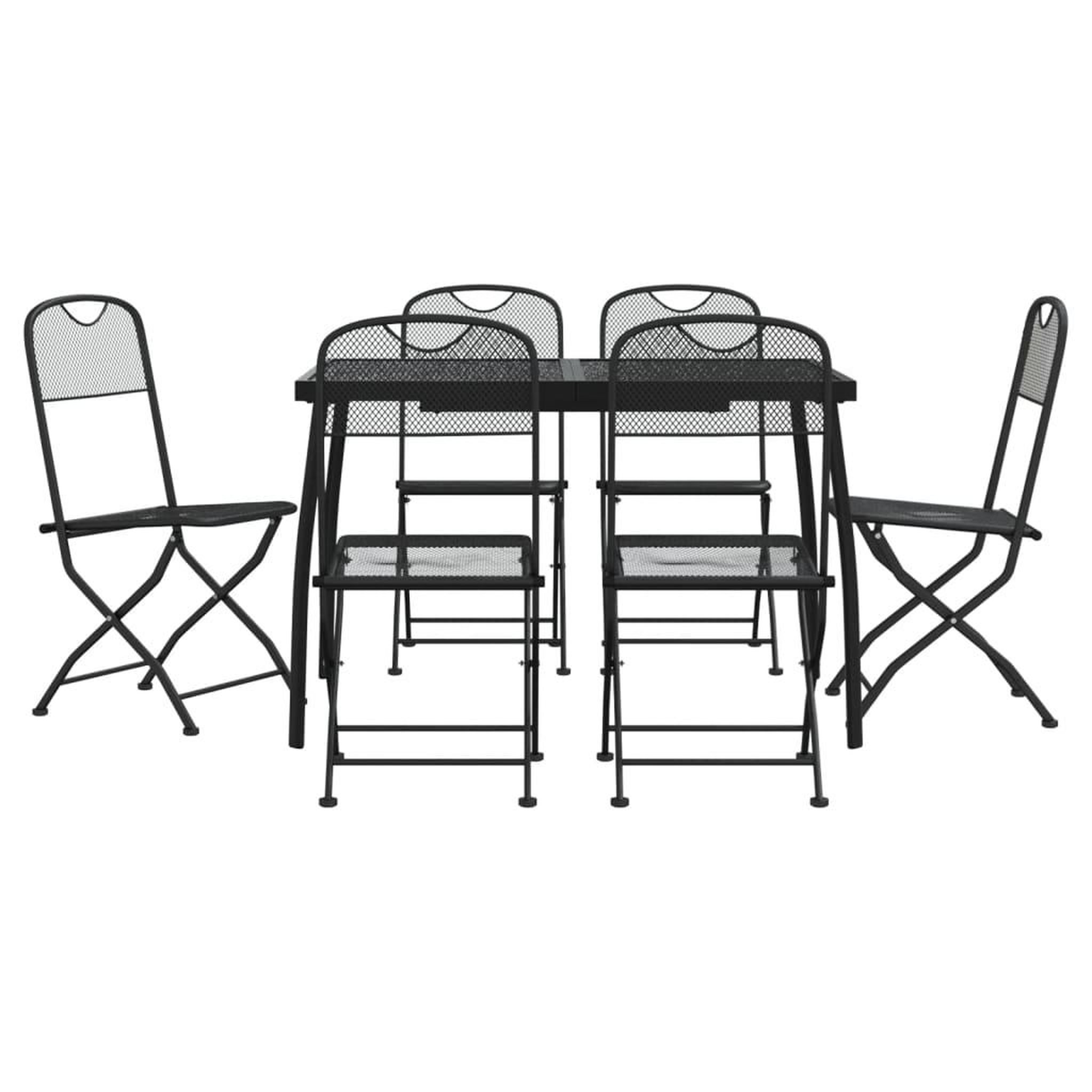 Voir la diapositive 2 : VIDAXL Ensemble a manger de jardin 7 pcs anthracite metal maille