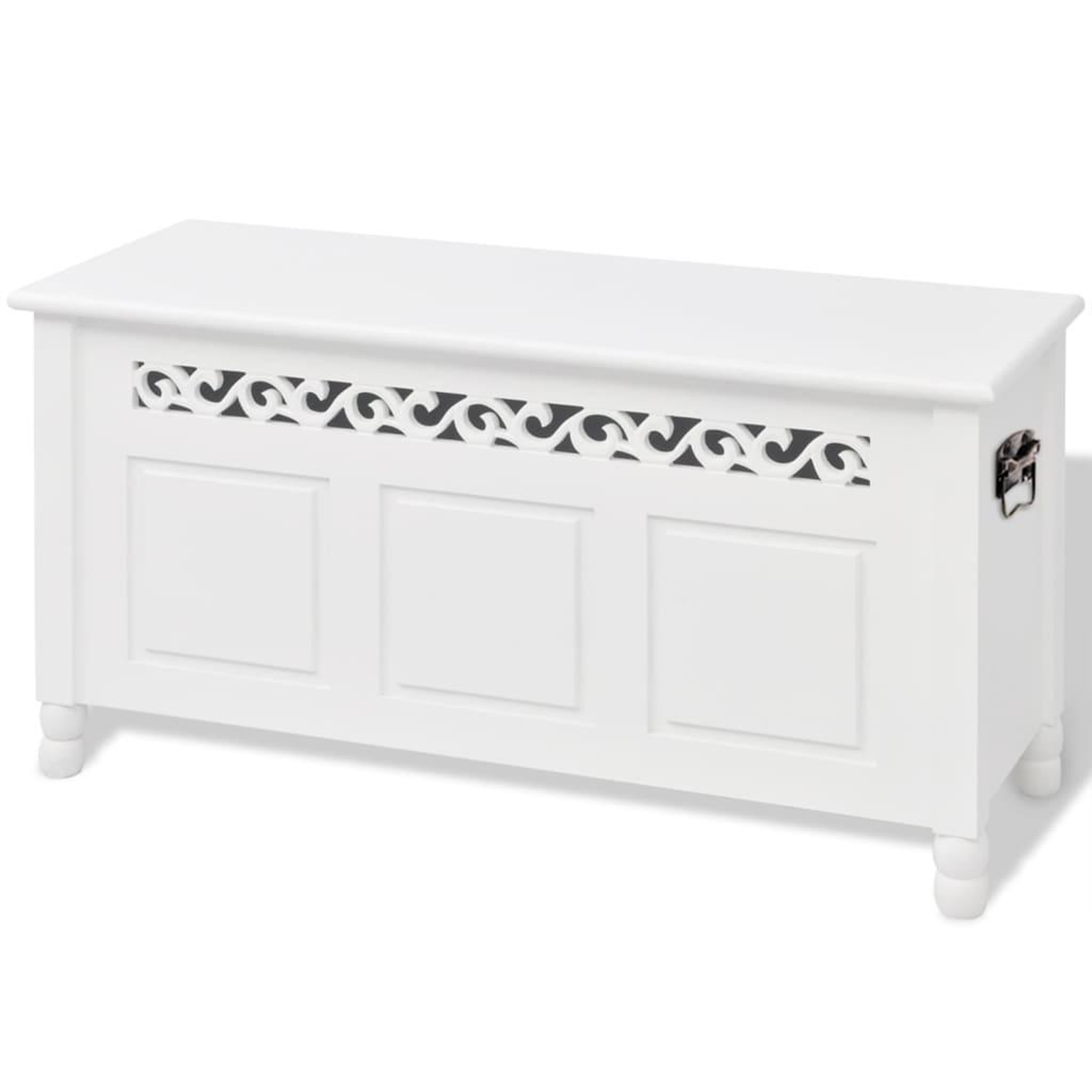 VIDAXL Banc de rangement en style baroque pfdm blanc