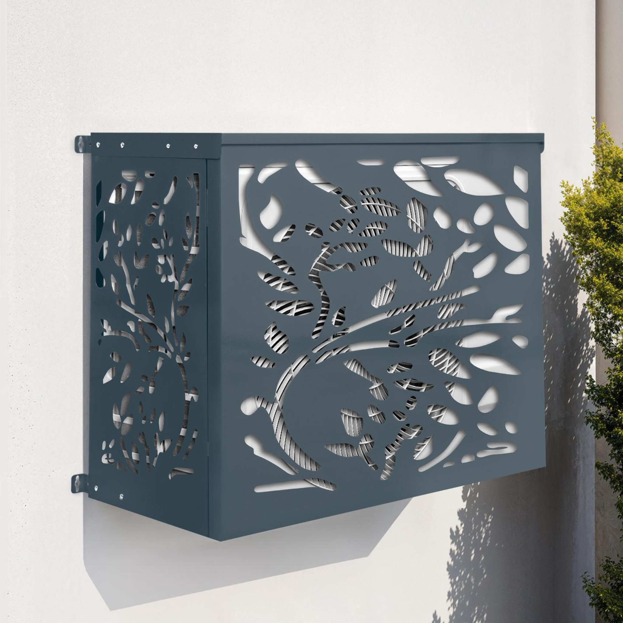 Voir la diapositive 2 : ID MARKET Cache climatiseur en métal gris anthracite LIS protection unité extérieur 95 x 50 x 80 cm
