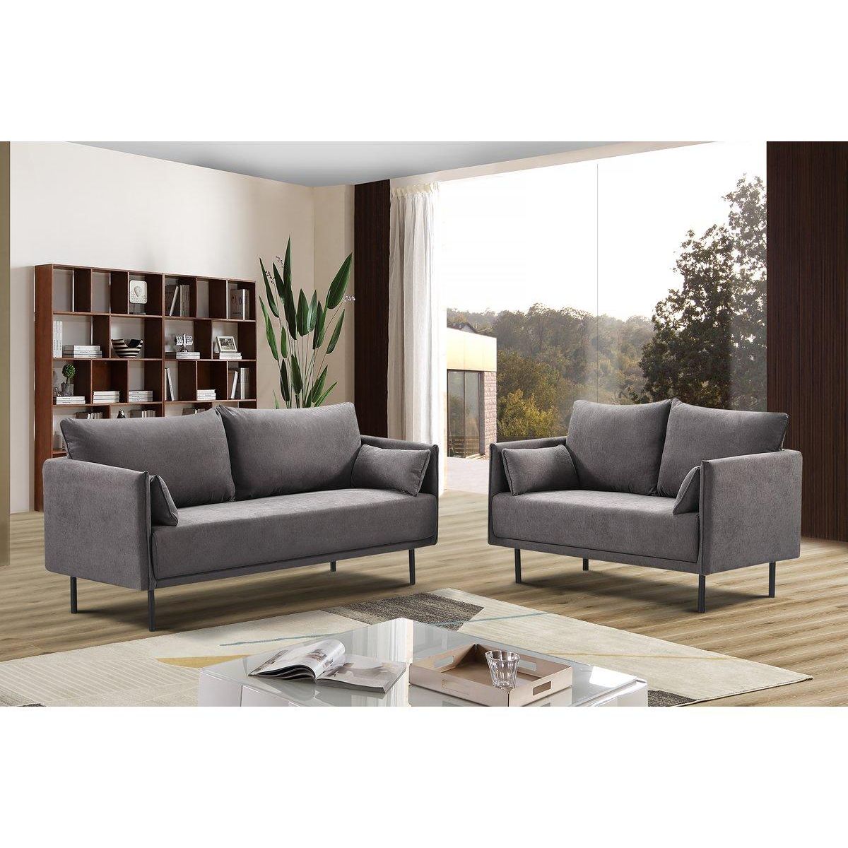 Habitat et Jardin Canapé fixe tissu  Rudy  - 180.5 x 78 x 52 cm - 3 places - Gris foncé