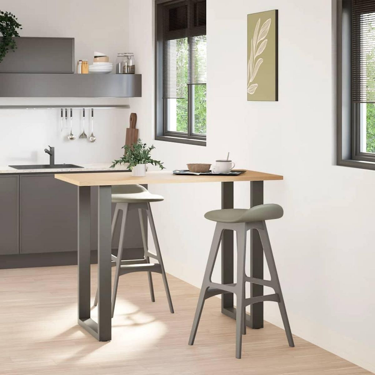 VIDAXL Pieds de table basse forme de U 2 pcs anthracite 60x(100-101)cm