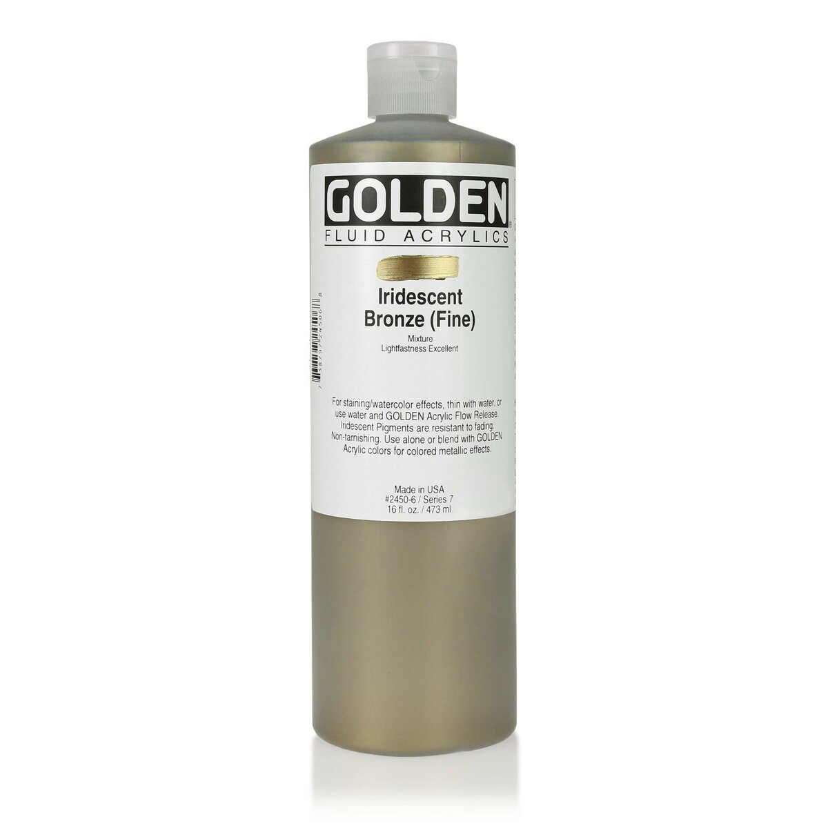 GOLDEN Peinture Acrylic FLUIDS Golden 473 ml Bronze Iridescent fin S7