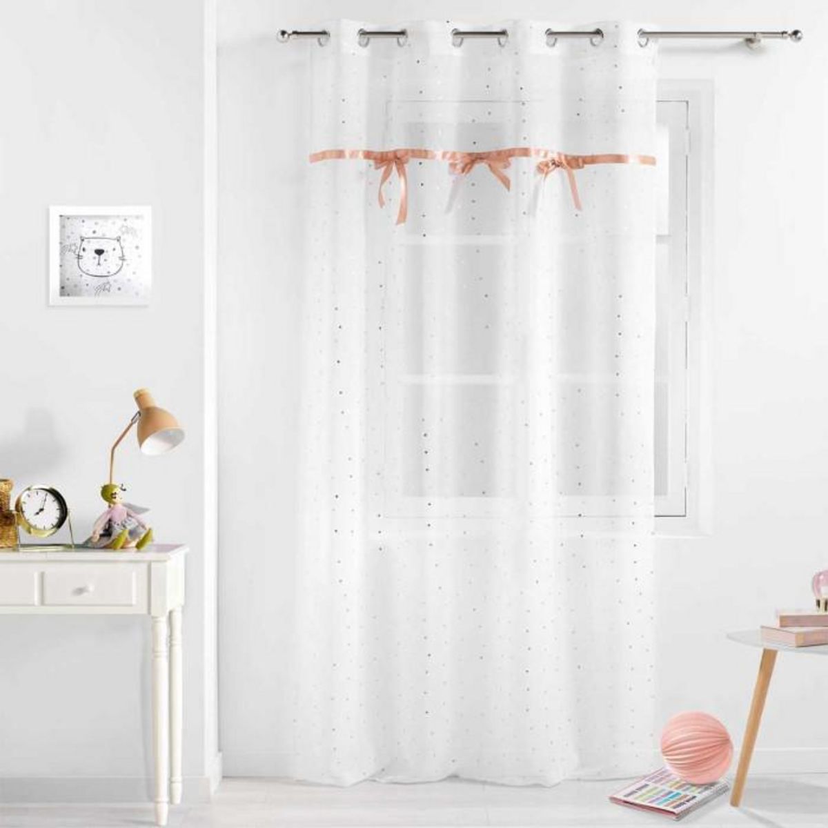 Paris Prix Rideau Voilage Enfant  Little Miss  140x240cm Blanc