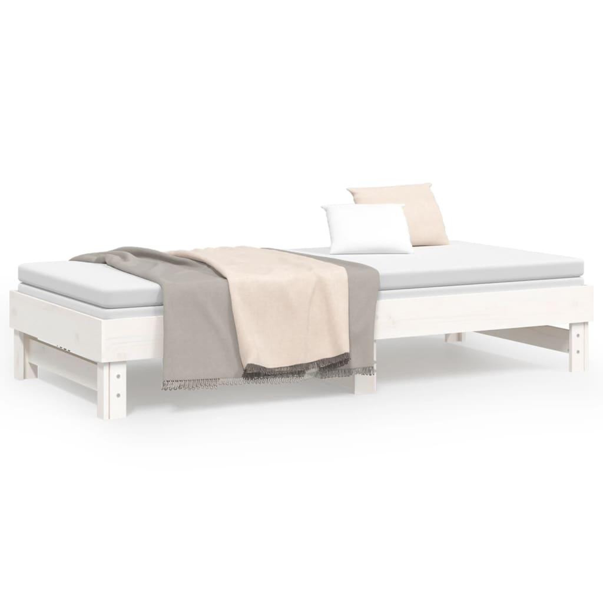 Voir la diapositive 5 : VIDAXL Lit coulissant sans matelas blanc 2x(90x200) cm