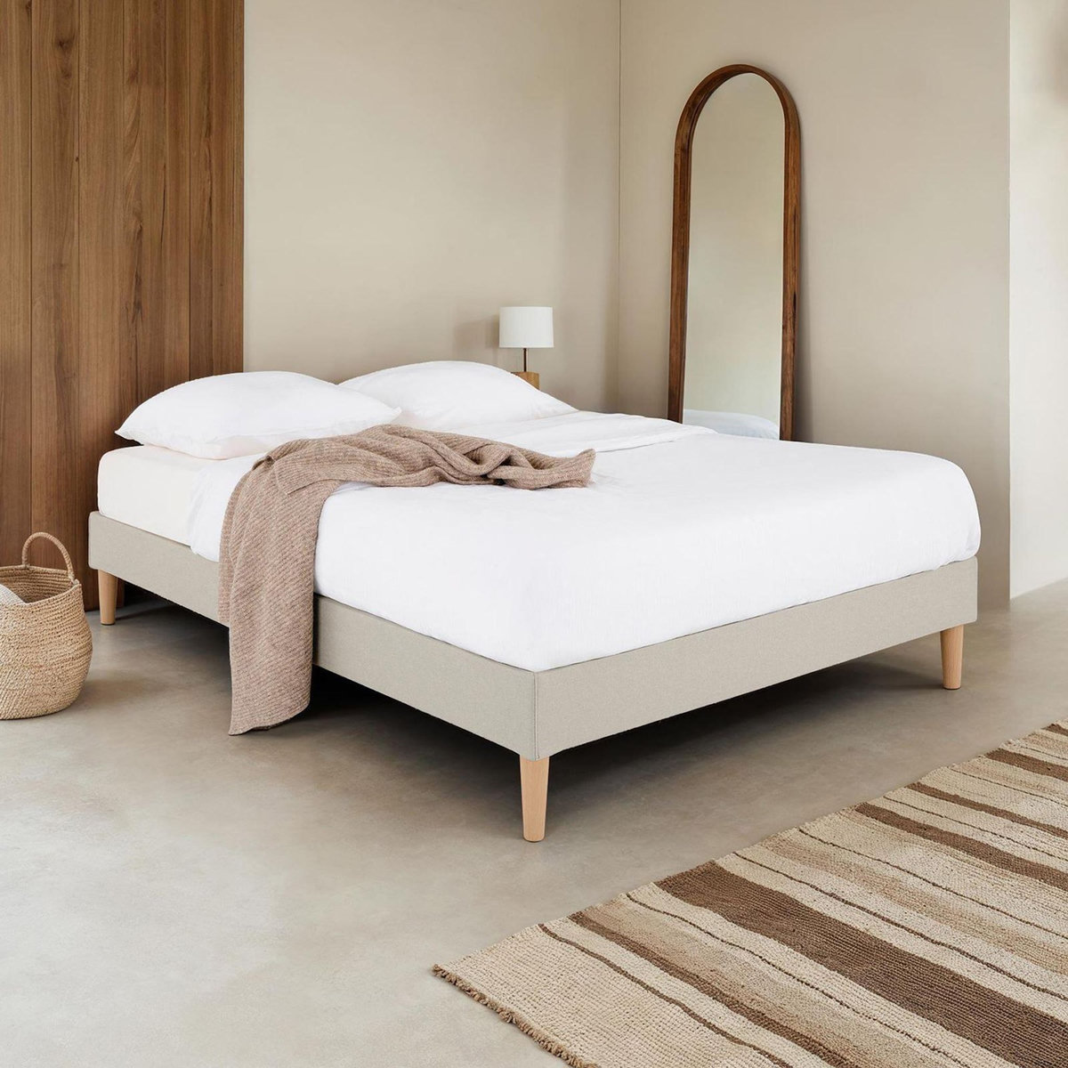 IDIMEX Sommier tapissier VANNES 120 x 190 cm revêtement tissu