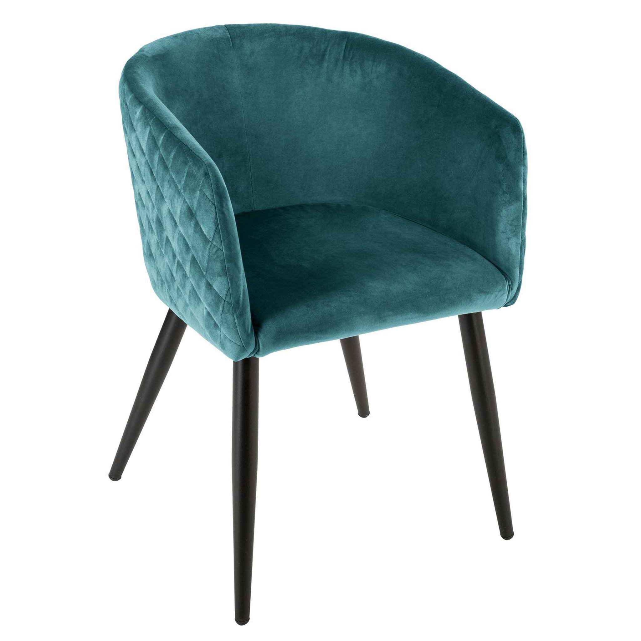 ATMOSPHERA Fauteuil en velours marlo. Coloris disponibles : Bleu