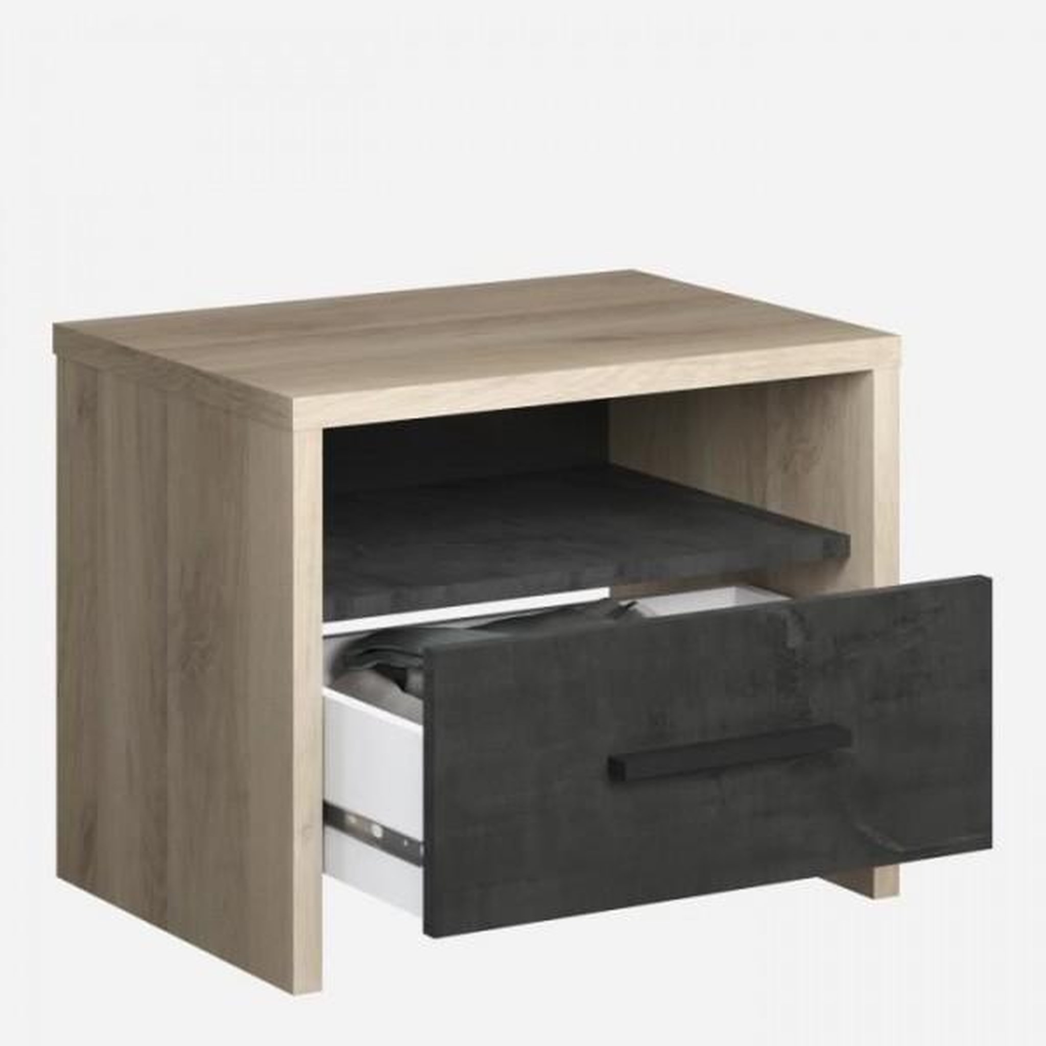 Voir la diapositive 3 : Demeyere DEMEYERE Table de chevet 1 tiroir - Décor Chene Kronberg - L 49,6 x P 36,3 x H 40,1 cm - COLORADO