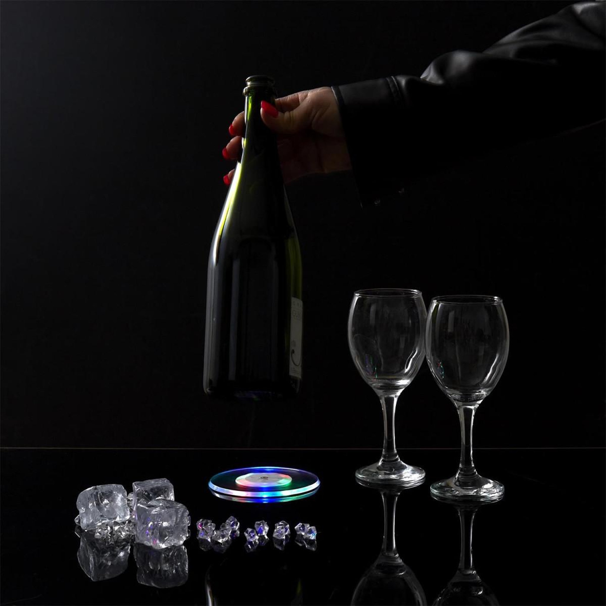 Voir la diapositive 6 : PARTY TIME Dessous de bouteille  led  10cm multicolore