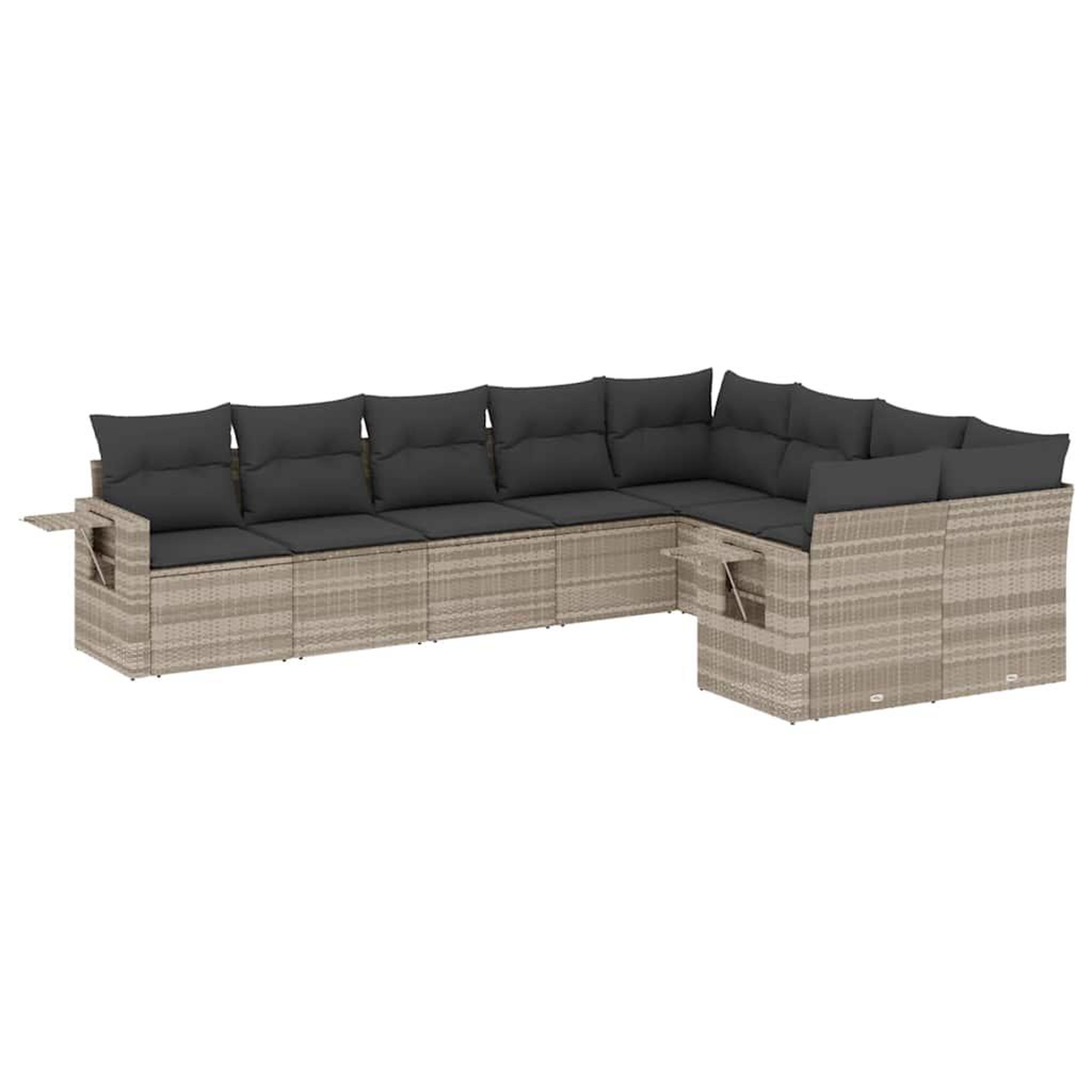 Voir la diapositive 2 : VIDAXL Salon de jardin 9 pcs avec coussins gris clair resine tressee