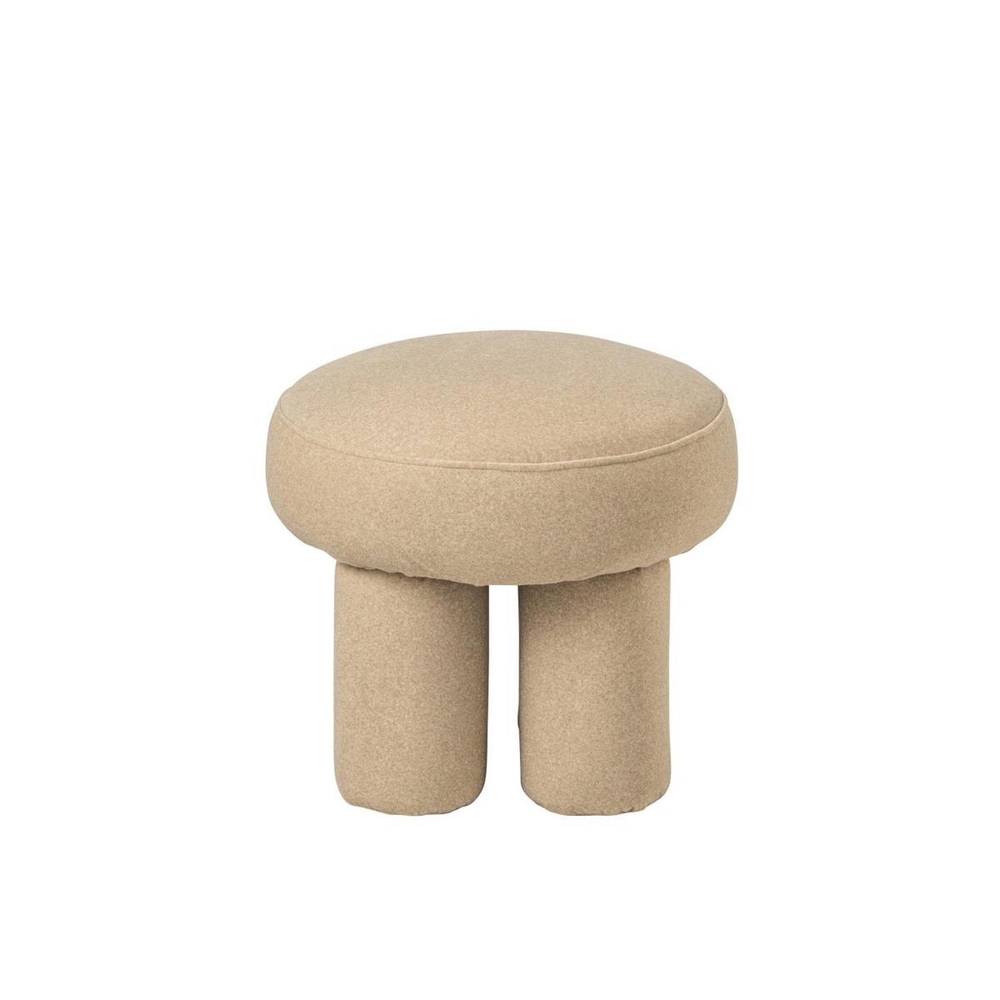 Voir la diapositive 2 : J-LINE Pouf rond sur pieds  toffee  48cm beige clair
