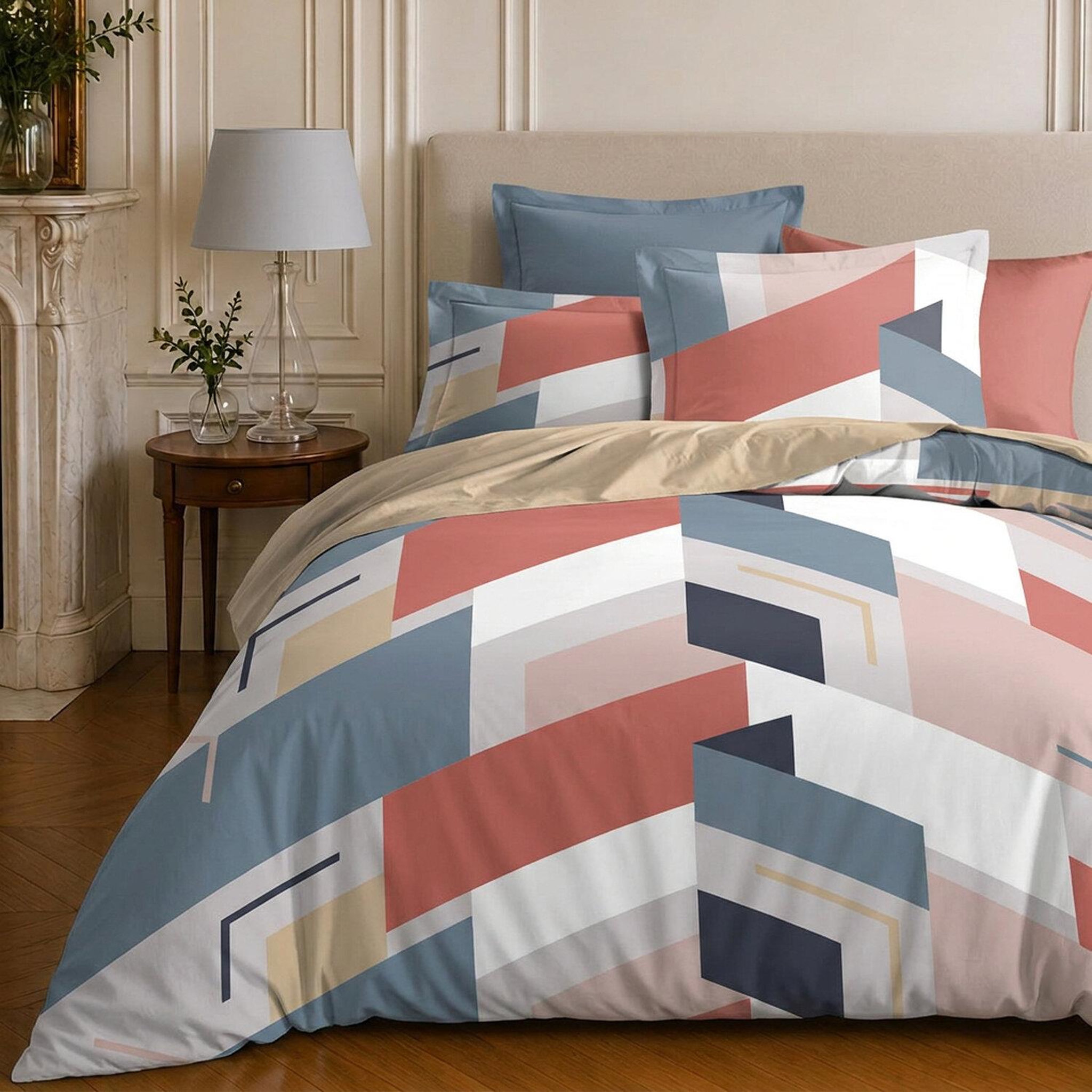 Voir la diapositive 3 : Home collection Parure housse de couette imprimée 100% microfibre - pepite - 220x240 cm