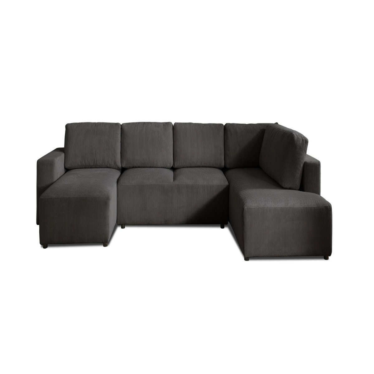 LISA DESIGN Livy - canapé panoramique convertible - avec coffre - en velours côtelé - 7 places - droit