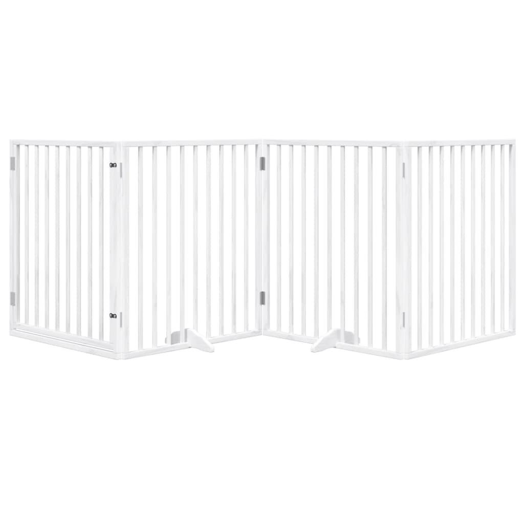 Voir la diapositive 3 : VIDAXL Barriere pour chiens et porte 4 panneaux blanc bois de peuplier